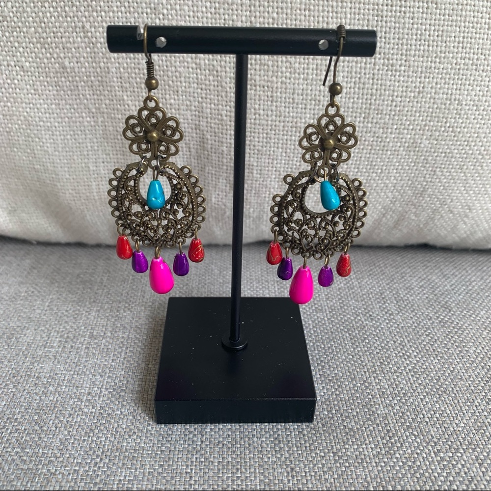 ☀️ 3/$15 Dangling Chandelier Earrings with Coloured Beads